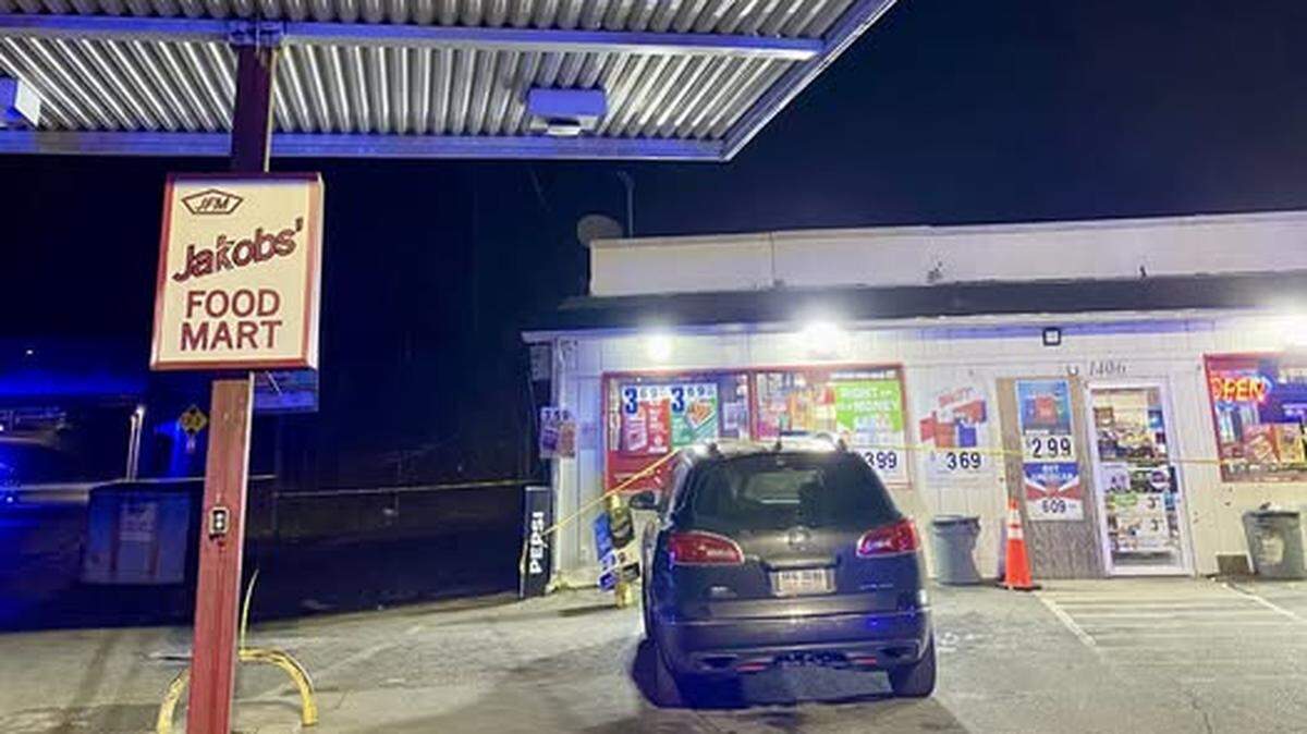 A person was hospitalized after being shot by Gastonia police at a convenience store Saturday evening.