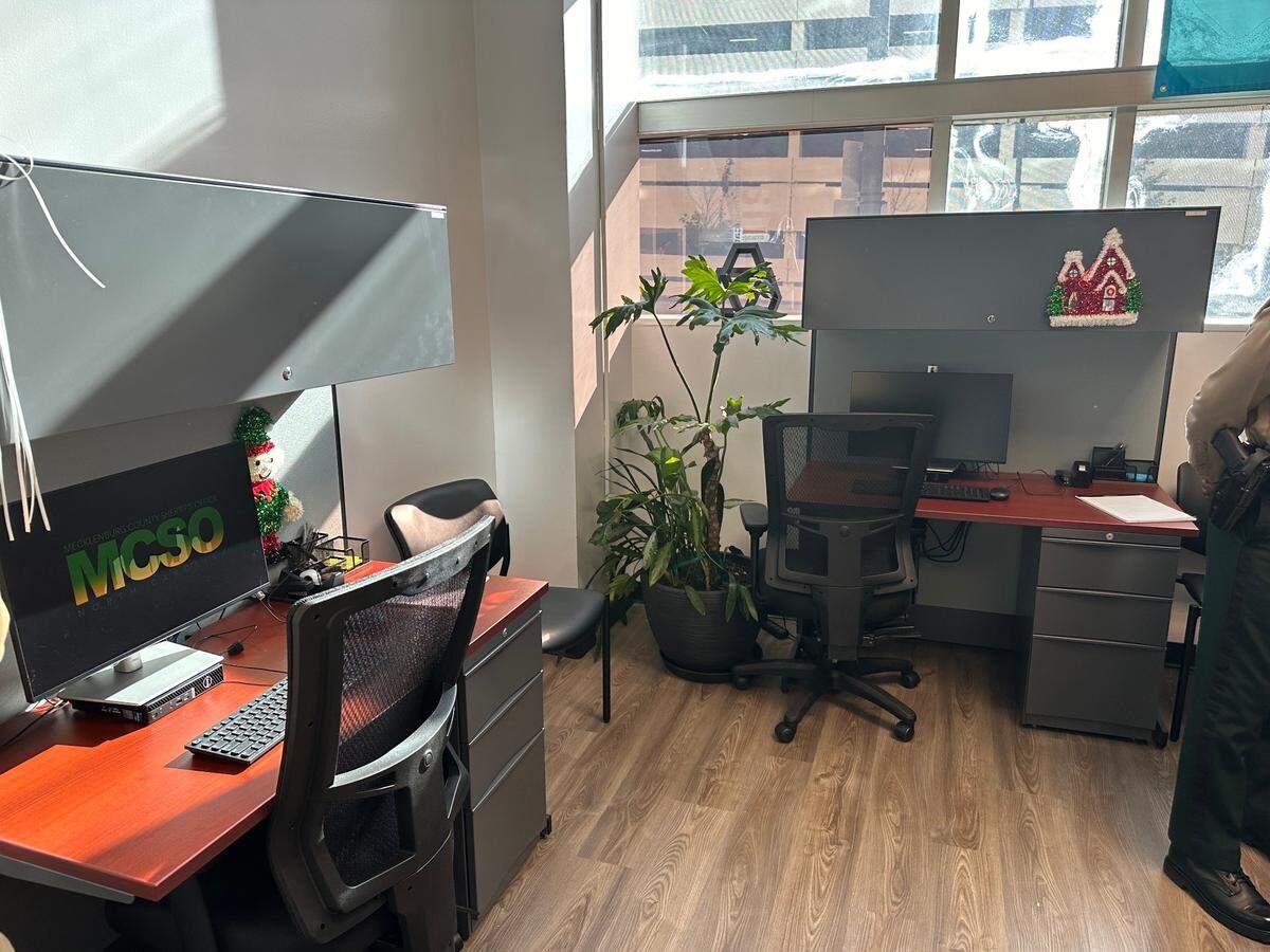 Computers available to people who come to the resource center for help with things like applying for jobs or finding mental health support.