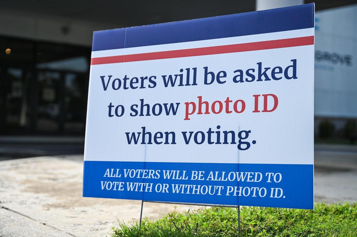 Signs like this reminded N.C. voters about the state’s new Voter ID law.