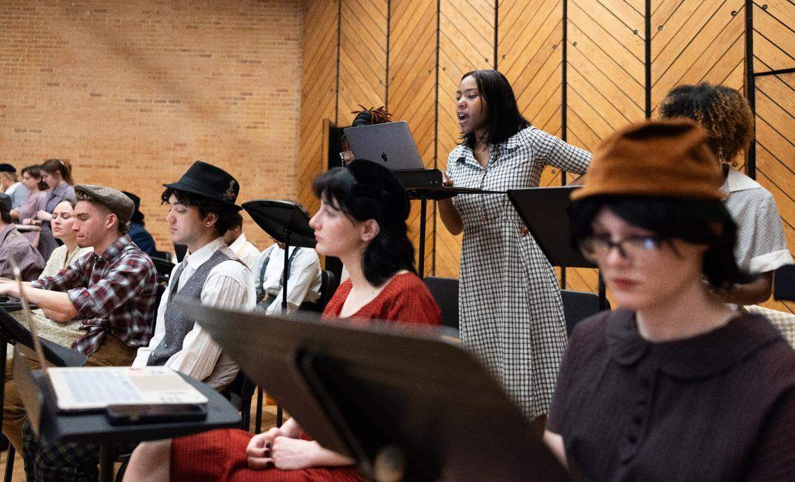 Students rehearse for “Threads” at UNC Charlotte. The new musical centers on the 1929 textile workers strike at Loray Mill in Gastonia.
