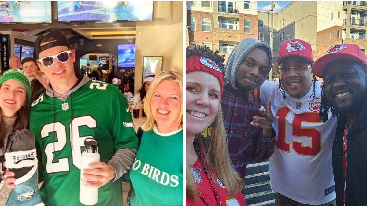 Philadelphia Eagles and Kansas City Chiefs fans in Charlotte.