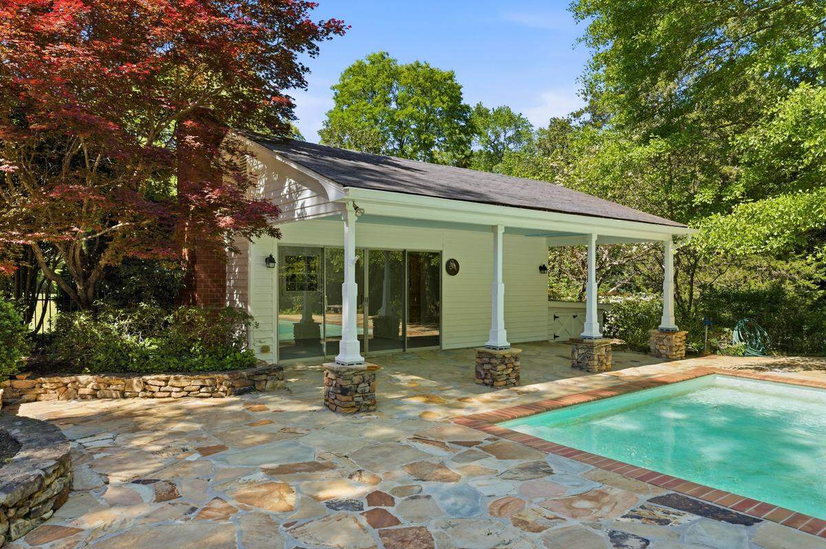 The pool area of the historic William Lee House. The home is almost 200 years old and is on the market for $4.2 million.
