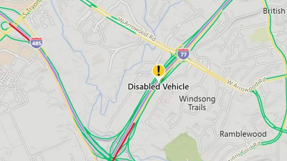 Crashes backed up traffic on Interstate 77 in Charlotte on Friday afternoon, state highway officials said.