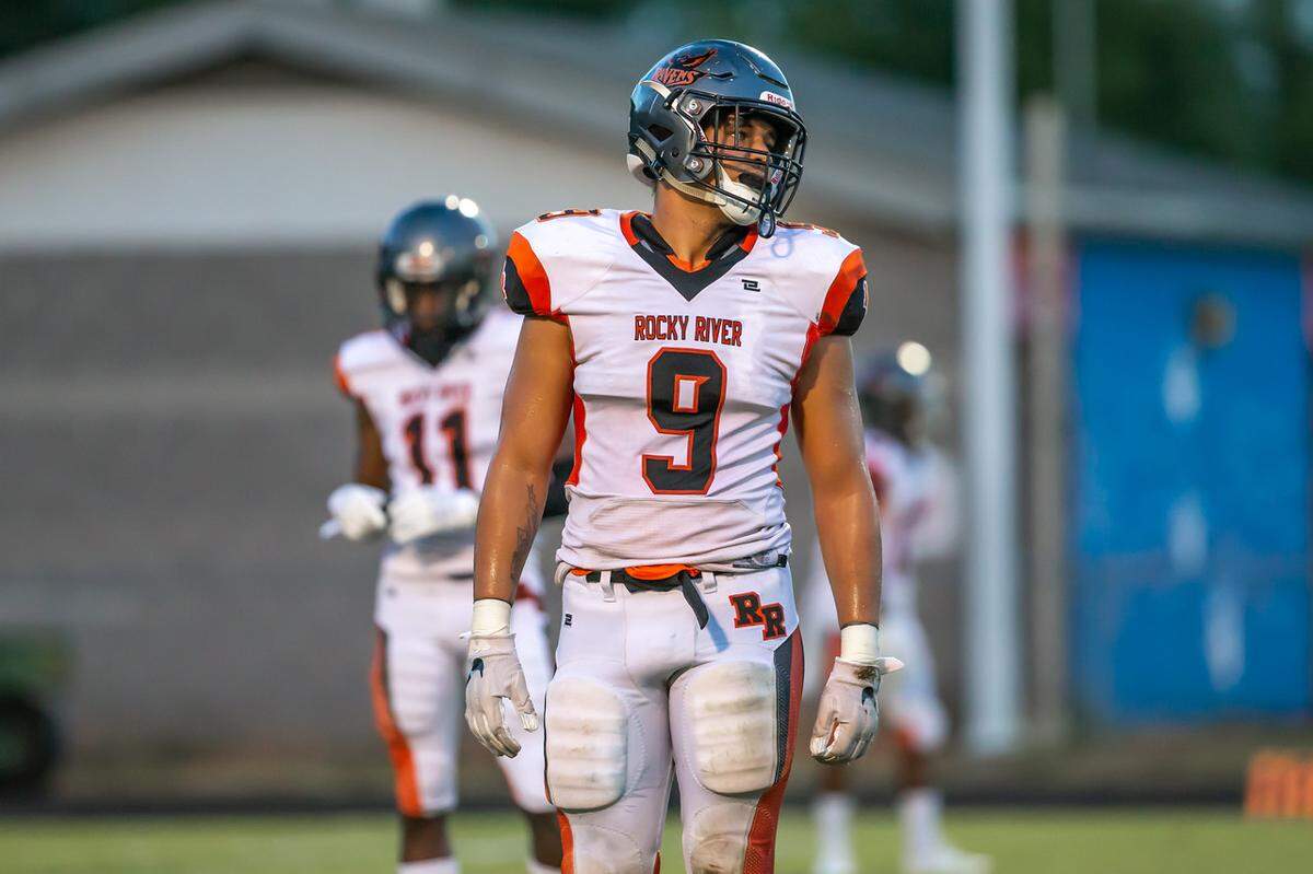 Rocky River senior linebacker Jaylon Sharpe is a two-time Southwestern 4A defensive player of the year
