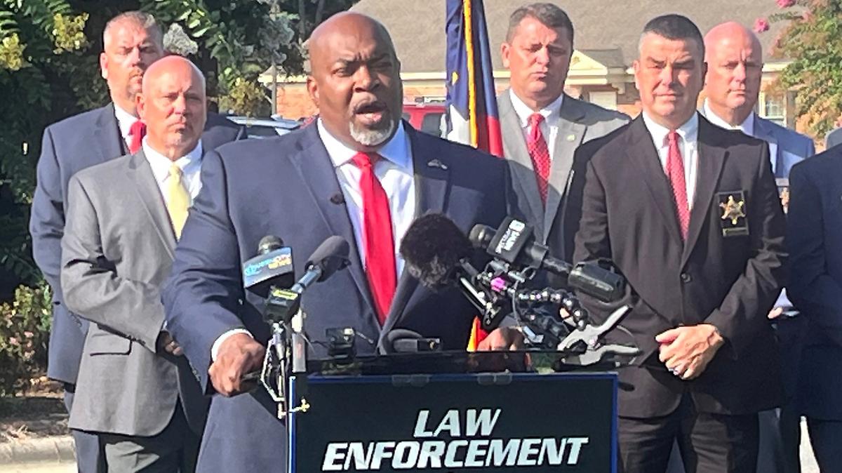 North Carolina Lt. Gov. Mark Robinson, a Republican running for governor, speaks in Statesville on Aug. 20, 2024 about his public safety plan if elected.