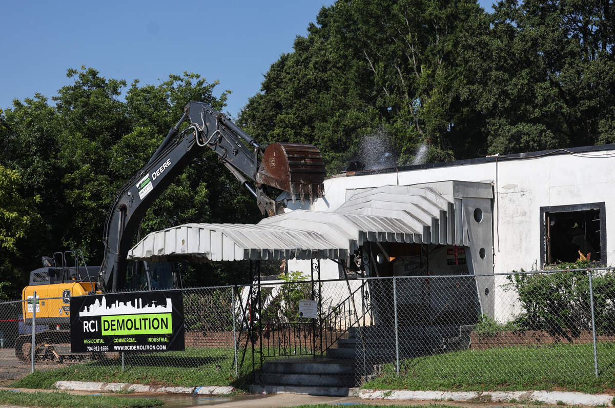 The Excelsior Club on Beatties Ford Road stands in ruins as demoliton nears completion in Charlotte on Thursday, July 16, 2026.