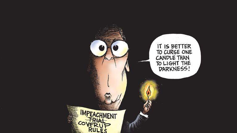 Kevin Siers cartoon: Midnight Mitch’s impeachment procedures