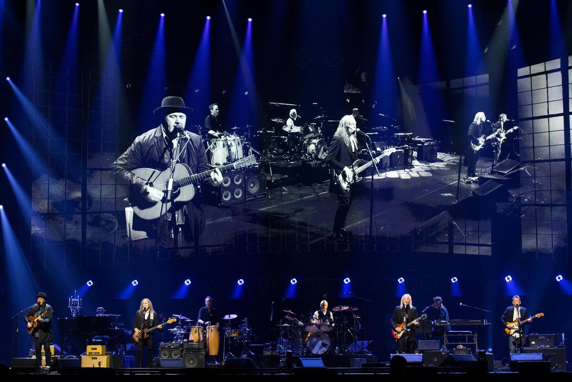 The Eagles perform on stage during the Hotel California tour at the Spectrum Center in Charlotte, N.C., Monday, Feb. 21, 2022.
