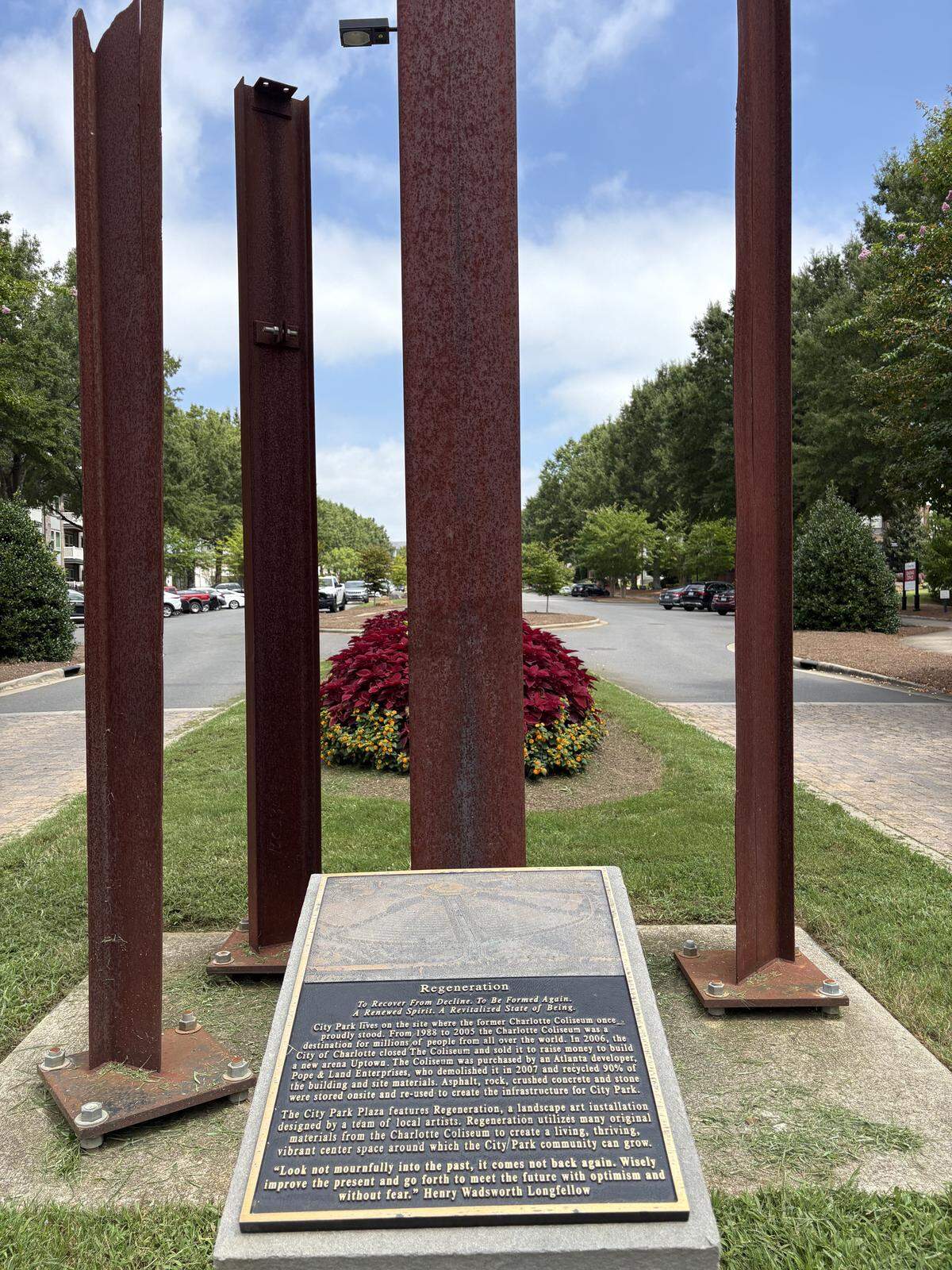 This marker commemorates the original Charlotte Coliseum, currently home to the City Park neighborhood near Tyvola Road and the Billy Graham Parkway.