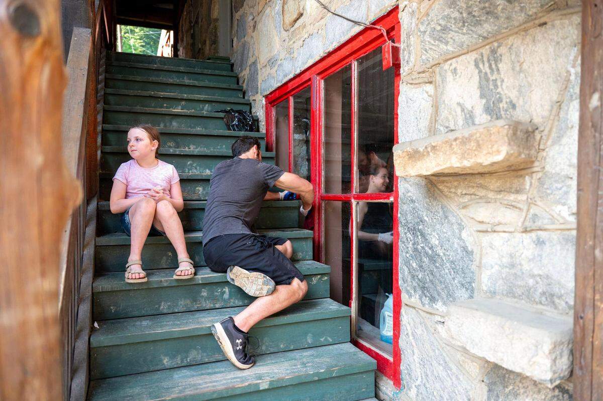 The gift shop Christina Kulak managed was destroyed when Helene hit Chimney Rock last September. She, her daughter Marlow and husband Chris have been working to restore the building with the hopes of reopening as early as next month.