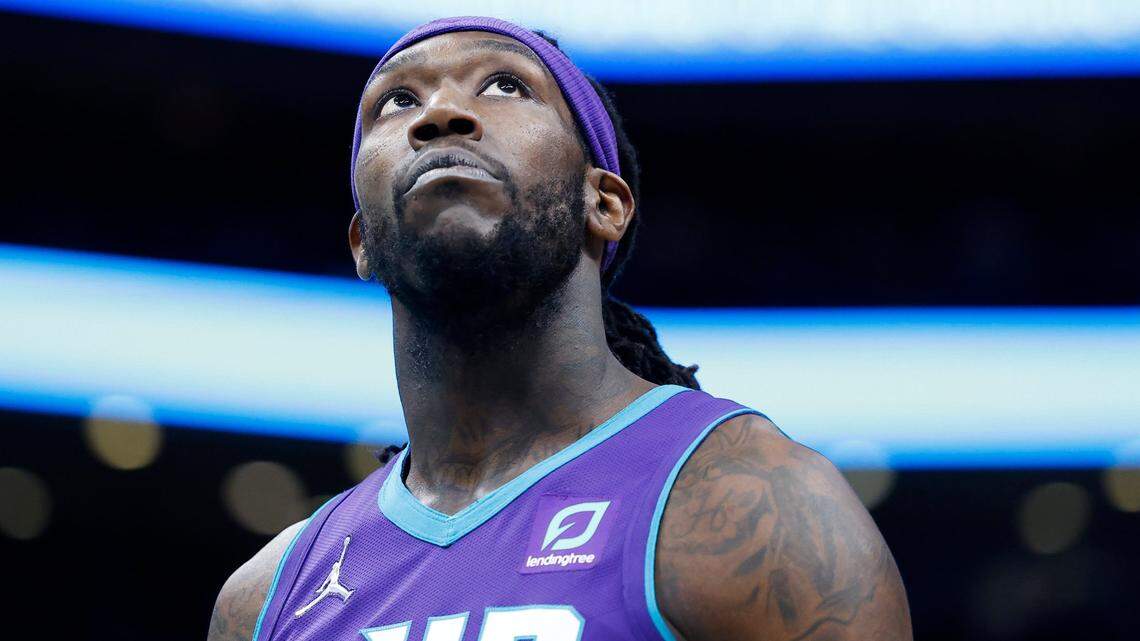 Charlotte Hornets center Montrezl Harrell (8) is facing felony drug charges related to marijuana.