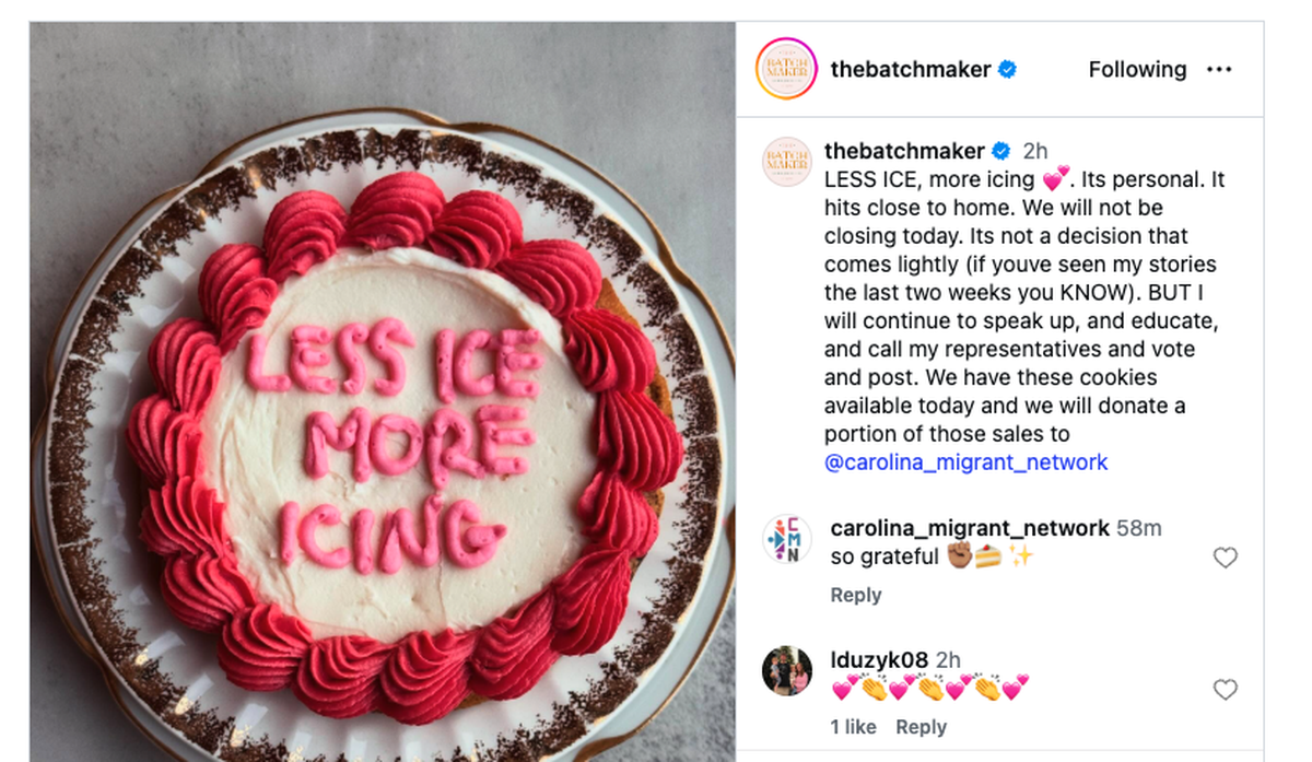 “LESS ICE, more icing,” The Batchmaker shared Friday, Jan. 30 via Instagram, with a cake decorated with the sentiment.