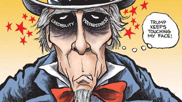Kevin Siers cartoon: Uncle Sam’s trouble with virus protection