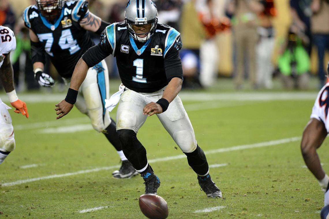 Cam Newton starts to go after the fumble, but a moment later, he stopped.