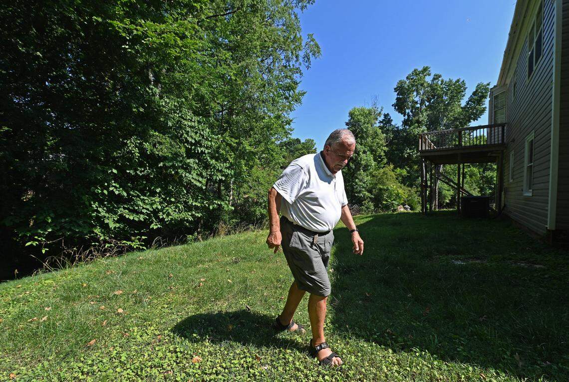 Ernie Abernethy, photographed in July 2024, has lived for decades in the Charlotte neighborhood that was built over where Eastern Flight 212 crashed.