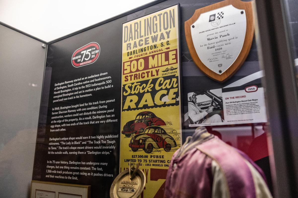 The Darlington Raceway 75th Anniversary Exhibit at the NASCAR Hall of Fame Charlotte, N.C., on Tuesday, March 18, 2025.