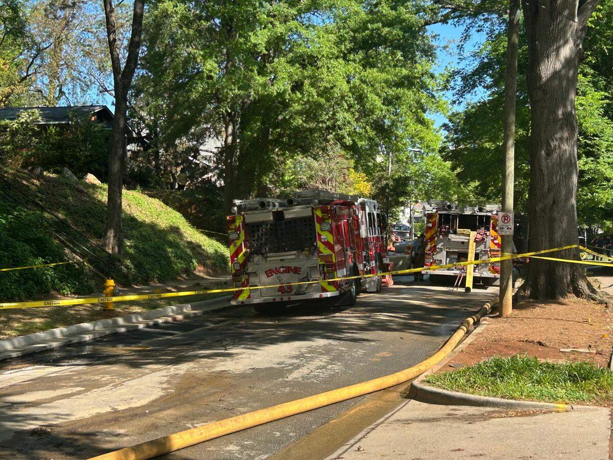 Caution Tape roped off Lombardy Circle where an explosion was reported early Friday morning, May 2, 2025.