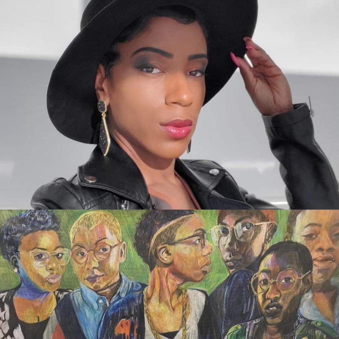 Detroit artist Bria Erby was one of the people whose work was admired by exhibit organizer Teresa Hopson.