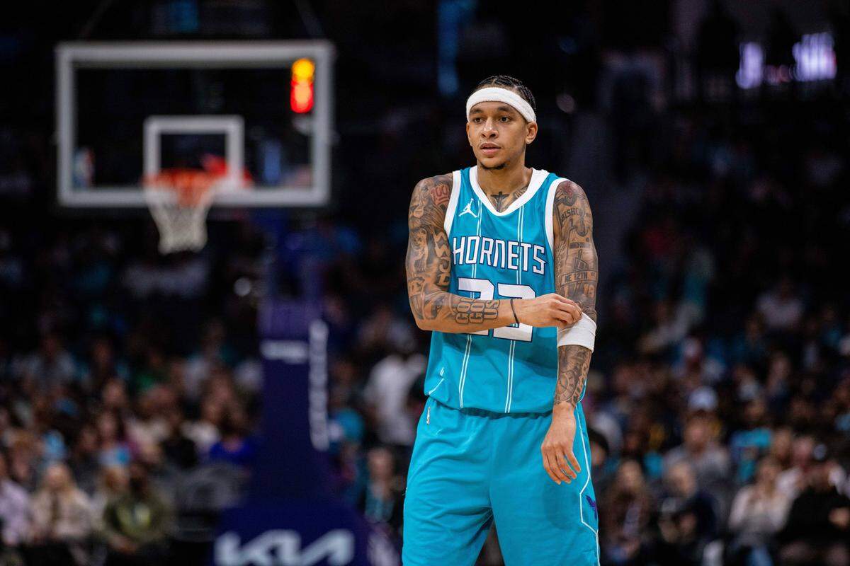 Charlotte Hornets guard Tre Mann (23) during the second quarter against the Indiana Pacers at Spectrum Center.
