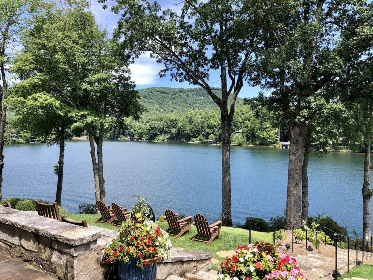 Golf course views can be found from the Firestone Grille patio at the Lake Toxaway Country Club.