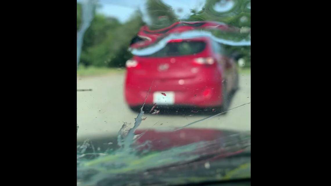 Video shows a man throwing eggs at a car in Western North Carolina.