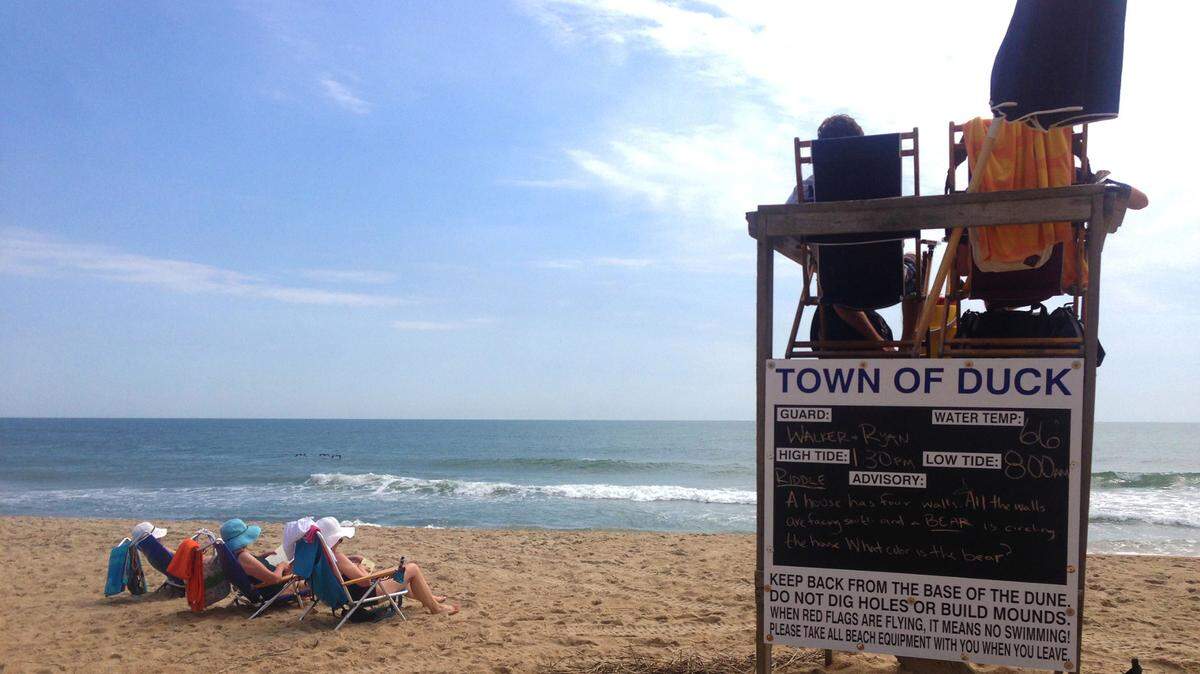 Beach goers relax in Duck.