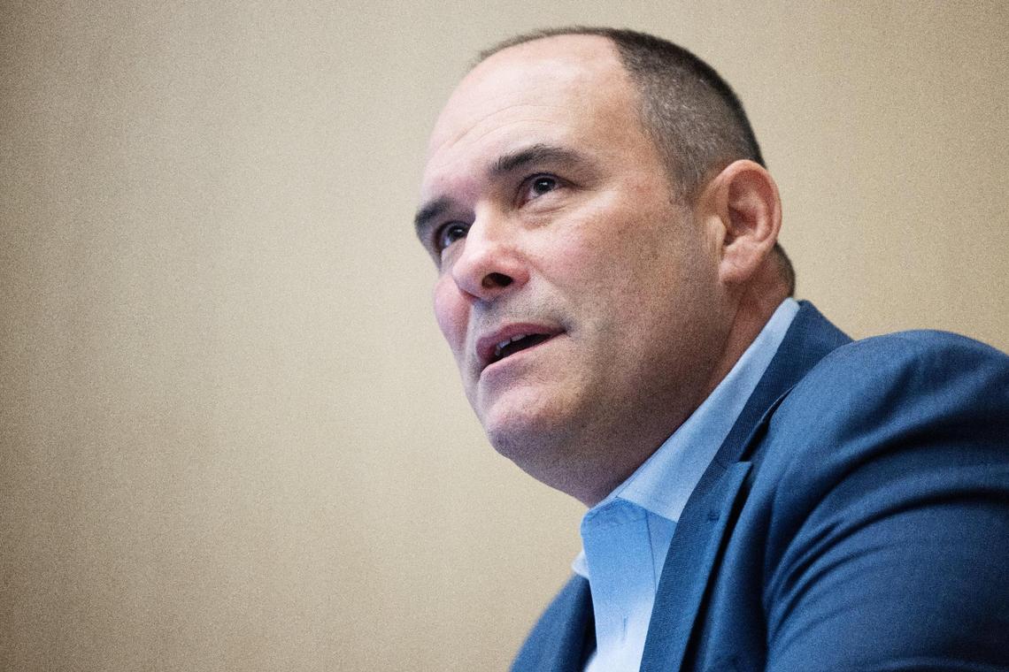 Chris Ramirez on Sept. 13, 2023, speaks about how his son died after taking a pill that contained fentanyl. Laird Ramirez, 17, was a wrestler at Hough High School in Cornelius.