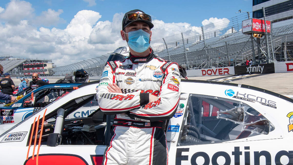 Anthony Alfredo (21) during a NASCAR Xfinity Series auto race at Dover International Speedway, Sunday, Aug. 23, 2020, in Dover, Del. (AP Photo/Jason Minto)