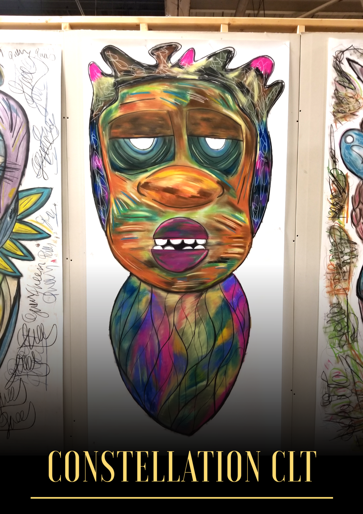 This is one of de’Angelo Dia’s chalk drawings. As a child, Dia was inspired to create art by Maurice Sendak’s “Where the Wild Things Are.” Now, when the Mint Museum Uptown reopens Dia’s characters will be on display as part of the Constellation CLT exhibit.