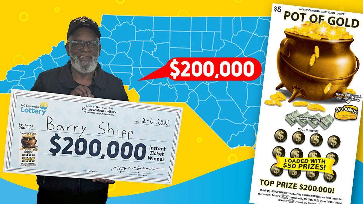 “Just a day in paradise,” a North Carolina man said after hitting a top prize in the $5 Pot of Gold scratch-off lottery game.