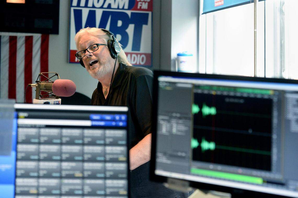 Longtime WBT talk-radio host John Hancock, photographed in 2019, a couple of months before his retirement.