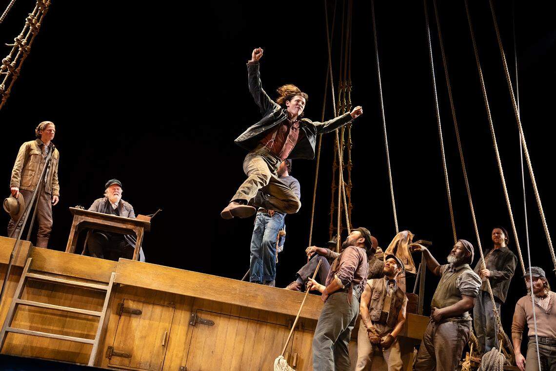 Adrian Blake Enscoe’s “Little Brother” makes an exuberant point in “Swept Away” before the tide turns in the musical.