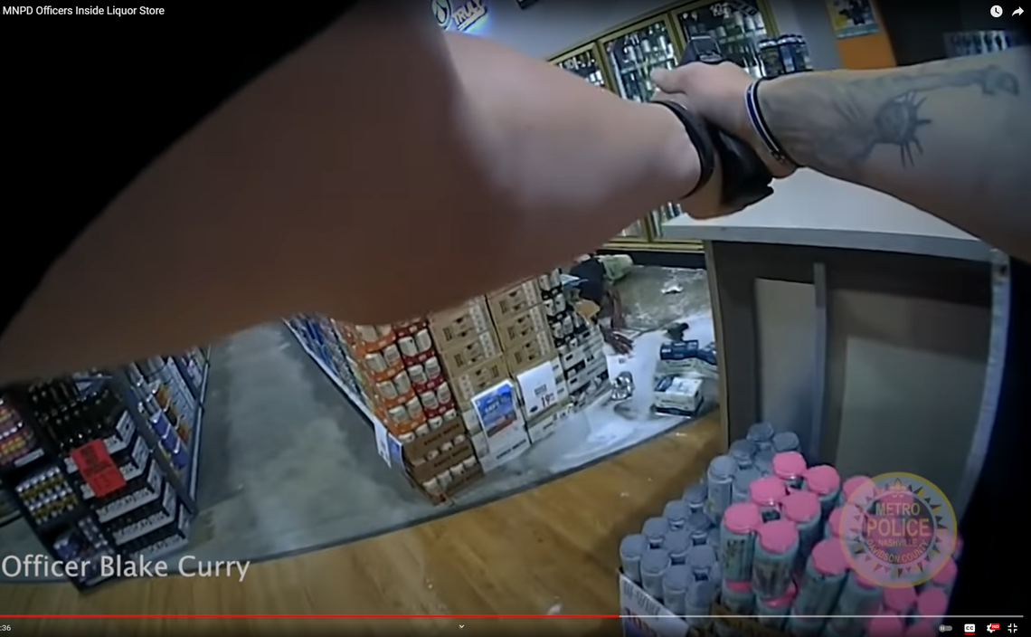 Nashville, Tennessee, police release bodycam video of three officers engaged in a liquor store shootout with a man accused of fatally shooting a security guard.&nbsp;