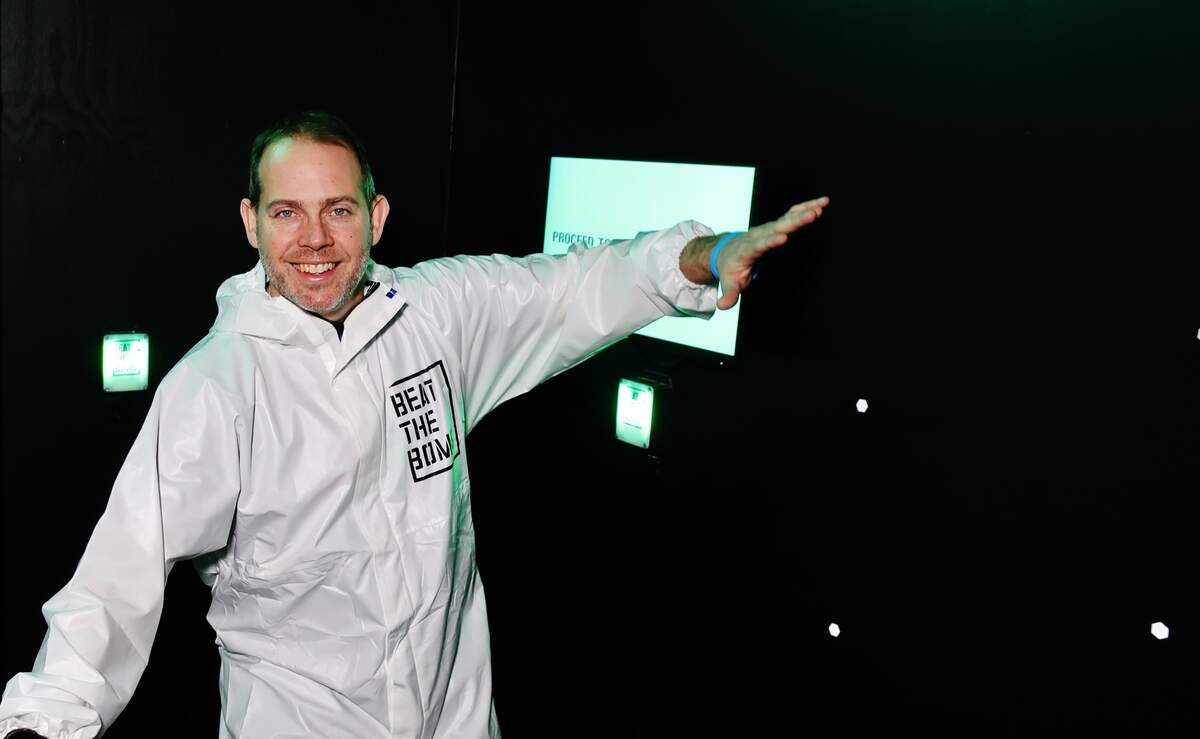 Beat The Bomb founder and CEO Alex Patterson at the new interactive gaming experience in South End.