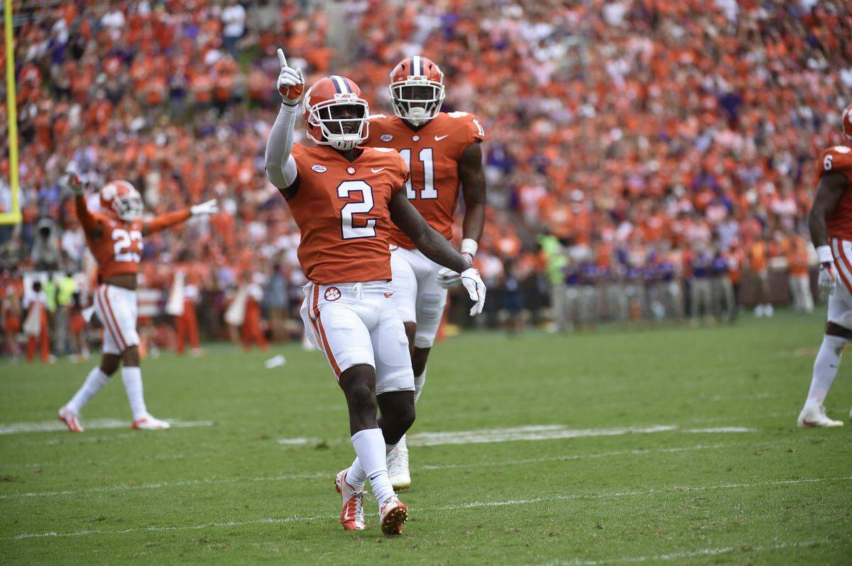 Clemson cornerback Mark Fields (2) played in a rotation with two other NFL draft prospects, so he doesn’t have as much film as some others. But he has coverage ability.