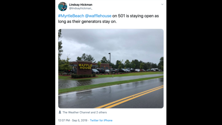 Is Waffle House open? Dorian forces index to a rare red in parts of South Carolina
