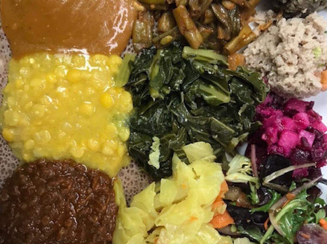 The vegan platter at Enat Ethiopian Restaurant.