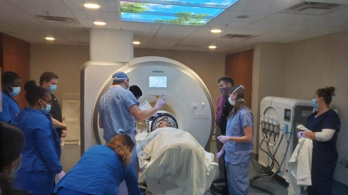 Luther “Larry” Hicks, 79, was the first patient to undergo incision-free brain surgery at Novant Health Mint Hill Medical Center.