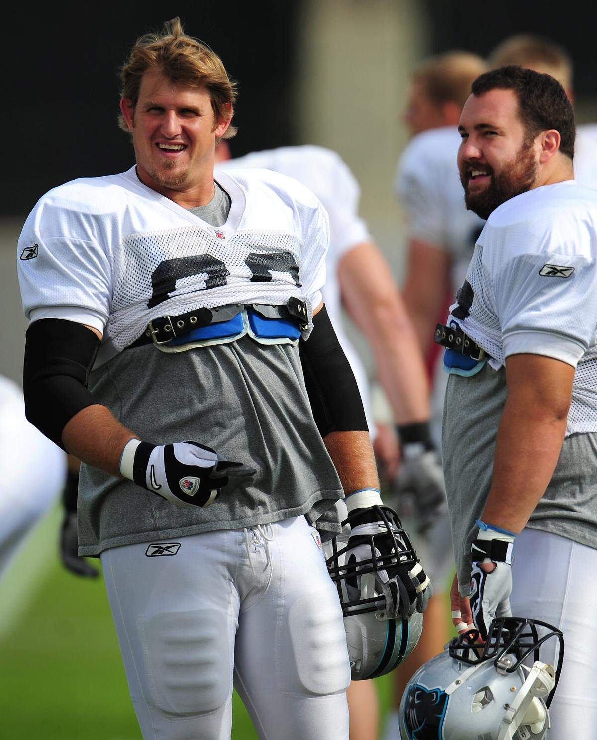 Panthers tackle Jordan Gross (left) and center Ryan Kalil will -- annd should -- comfortably make the “Silver Season” team based on fan voting.
