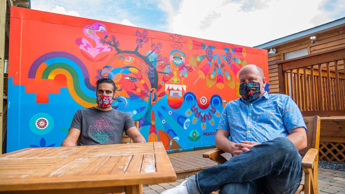 Bottle Tree owners Gabe Sawhney and Scott Blackwood have used the restaurant’s patio and lawn space to re-open for dining in during Phase Two of coronavirus regulations in North Carolina.