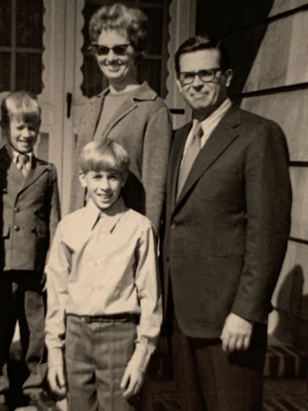 Members of the Allbert family pose a photo in front of their home in Bridgewater, N.J., in 1970. From left to right: Jim, Ruth and Bob Allbert. John Allbert, a future Charlotte doctor, is in front.