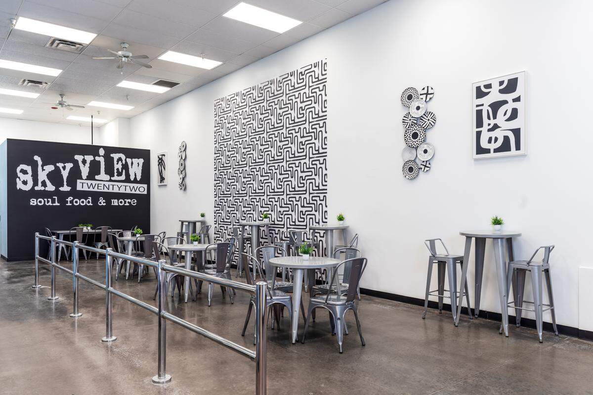 The dining room at Skyview22 Soul Food & More.