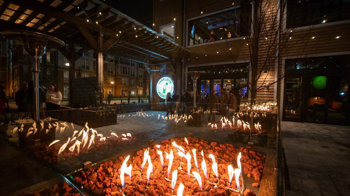Charlotte Beer Garden has plenty of fire pits and gas heaters to keep the patios warm.