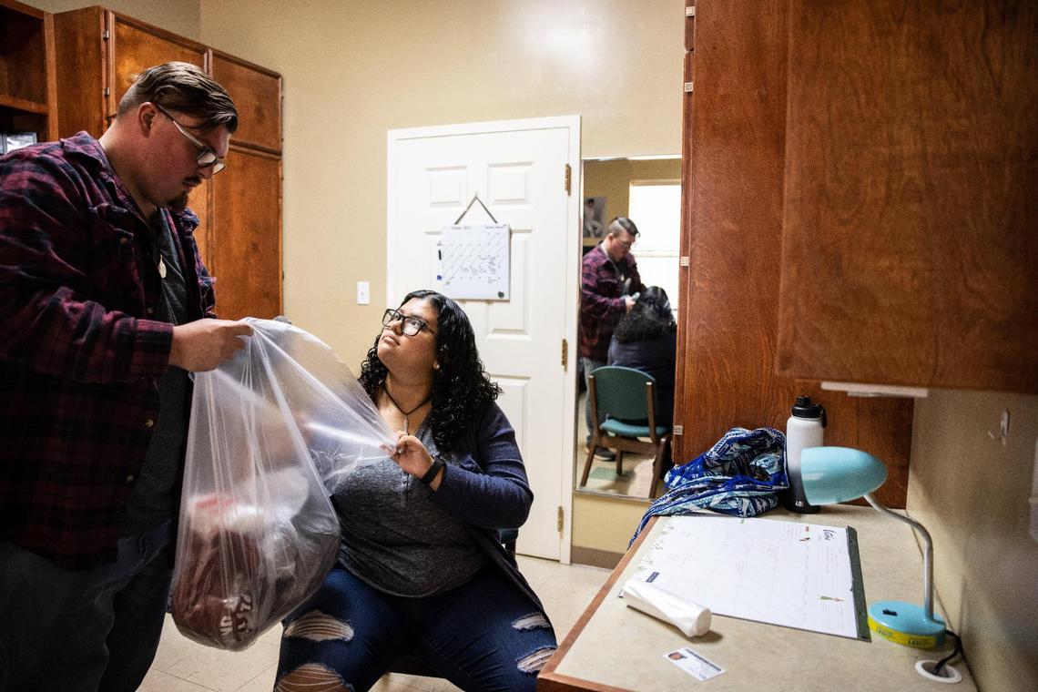 On Oct. 11, Dyanie Bermeo, right, and her boyfriend, Jordan Corl, packed up her dorm room at King University in Bristol, Tenn. After her highly publicized 2020 arrest on charges that she false reported being sexually assaulted, Bermeo no longer felt comfortable on campus. She’s finishing her last classes at home in Mint Hill.