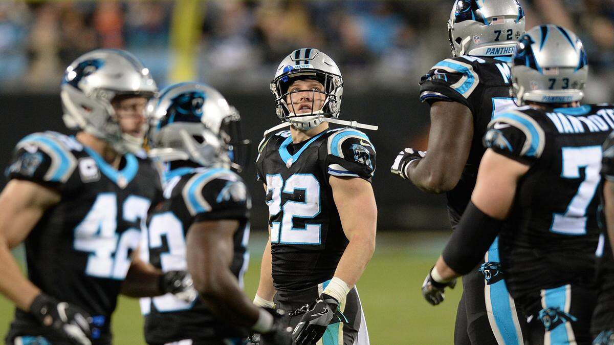 Carolina Panthers running back Christian McCaffrey (22) looks at the Jumbotron after a failed series against the New Orleans Saints in the third quarter at Bank of America Stadium in Charlotte, N.C., on Monday, Dec. 17, 2018. The Saints won, 12-9. (Jeff Siner/Charlotte Observer/TNS)