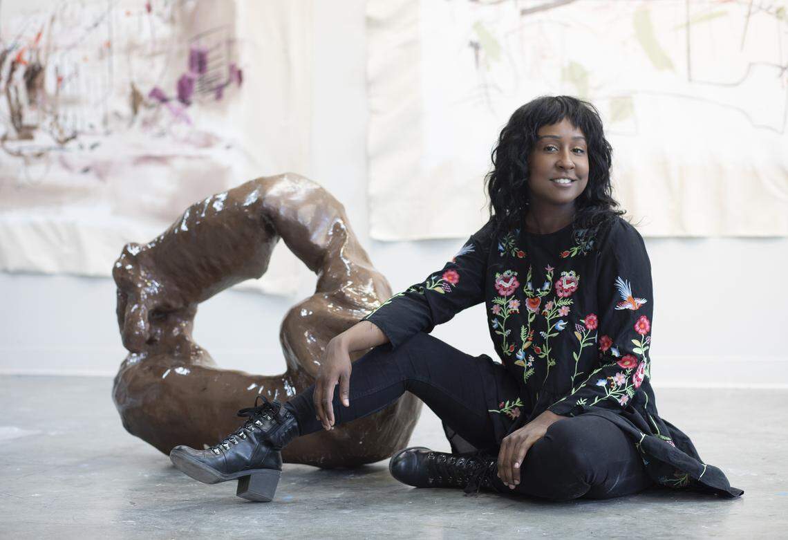 Artist Carmen Neely, who is exhibiting and speaking at Elder Gallery, was one of six artists-in-residence at the McColl Center for Art + Innovation in Charlotte this summer.