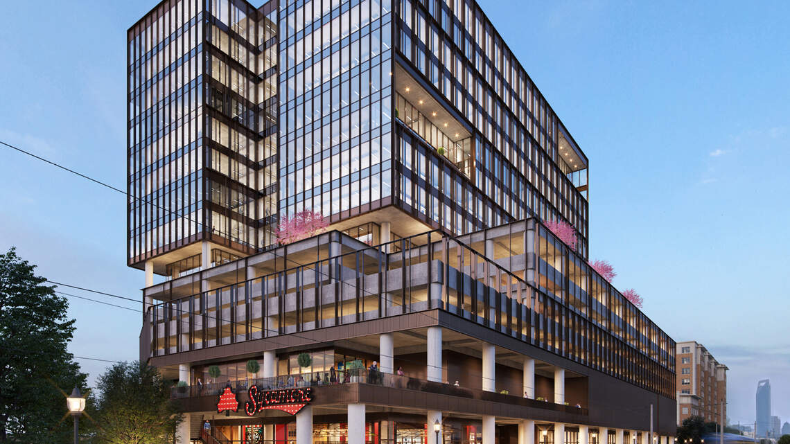 A 16-story tower going up in South End will feature a brewery and nearby Rail Trail