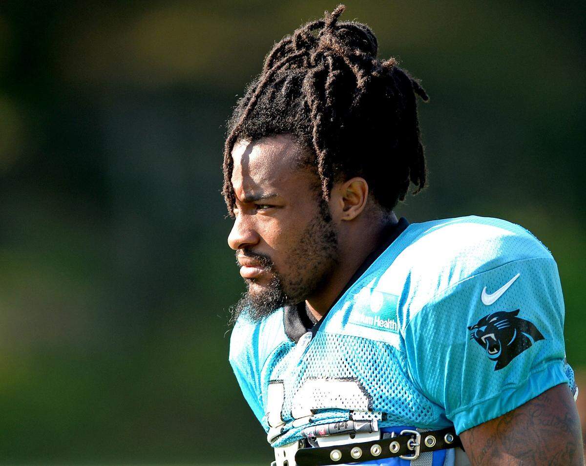Carolina Panthers running back Jordan Scarlett during training camp practice at Wofford College in Spartanburg, SC in 2019.