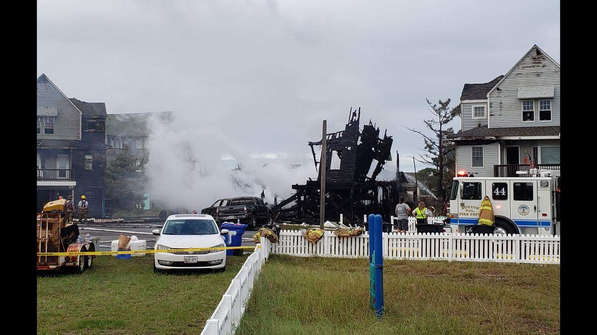Multiple homes appear to have been damaged in the town of Buxton on the Outer Banks after a fire broke out around 5 a.m.