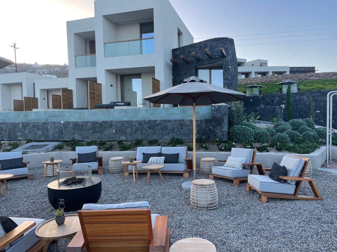 Outside Magma Resort Santorini.